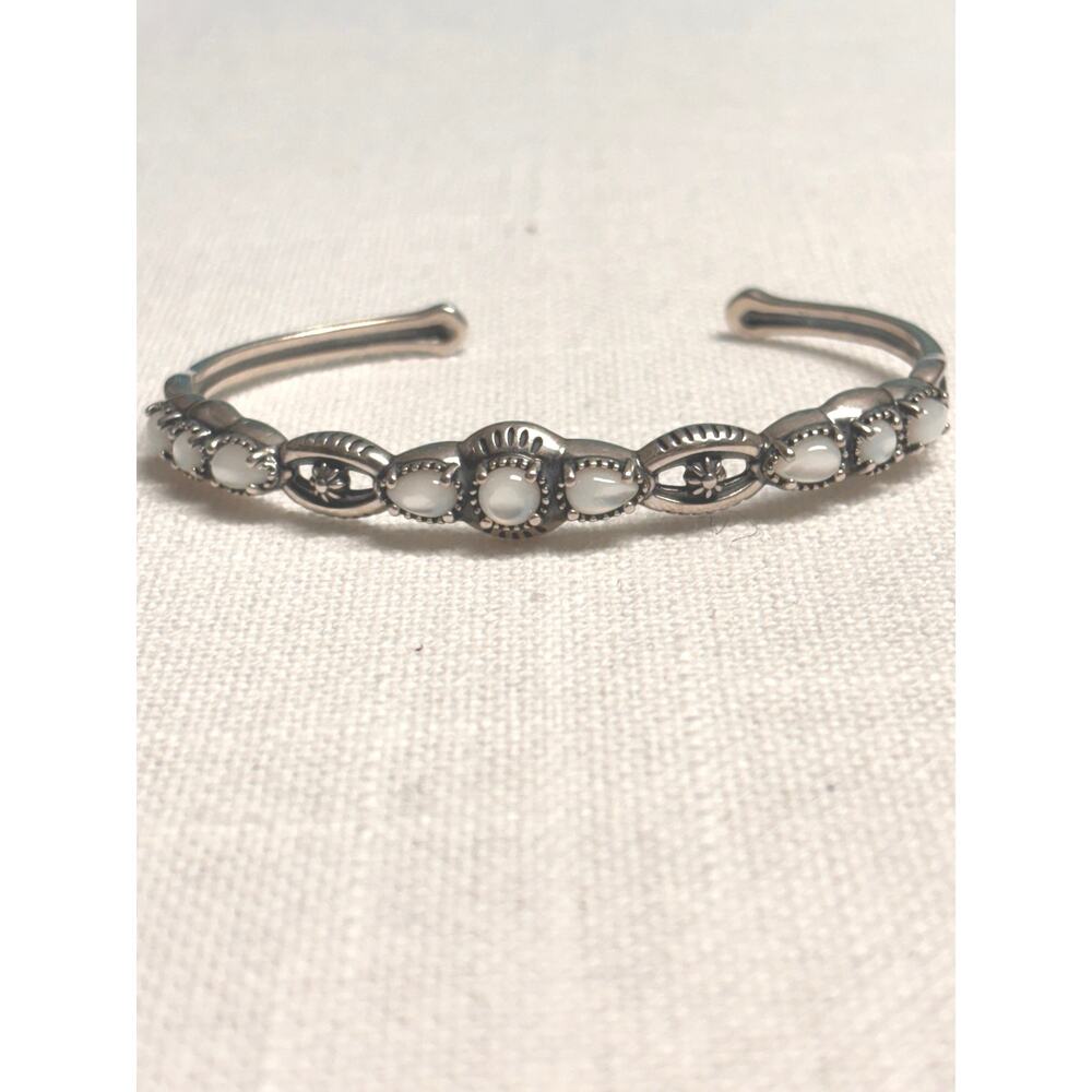 American West Sterling Silver White Opal Gemstone Cuff Bracelet 925 R - Picture 3 of 3